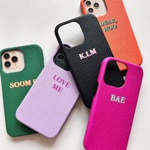 커스텀 비비드 레더 케이스 아이폰 이니셜 자체제작 각인 케이스