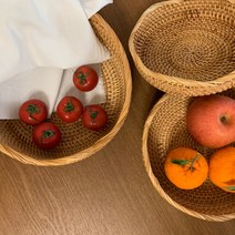 케렌시아 라틴 라탄 원형 과일 정리 바구니 바스켓 트레이 소품, S