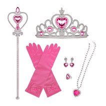공주세트 왕관 프린세스 티아라 액세서리 세트, 6종세트 핫핑크
