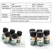 BGA Reballing Balls (0.2 0.25 0.3 0.35 0.4 0.45 0.5 0.55 0.6 0.65 ) BGA 솔더볼 수리 도구 BGA 재 작업, 01 0.20MM
