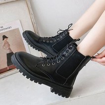 미들통굽 플랫워커 걸크러쉬 밴딩 첼시 레이스업워커 부츠 워커 첼시 앵클 힐 플랫 레이스업