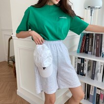 [바보사랑] 여자 코튼 밴딩 와이드 트레이닝 반바지[옷자락]