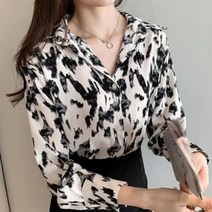 로로비 여성 호피 빅카라 블라우스 여자 LS0432