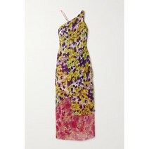 [정품] DRIES VAN NOTEN 드리스반노튼 원 숄더 오픈 백 레이어드 플로럴 프린트 시폰 미디 드레스 [관부과세포함]