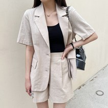 쉐얼유 여성 스페어 자켓 숏팬츠 상하의 투피스 세트