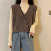조끼스웨터 케이블 할머니 코튼 캐주얼 간절기 베스트 가디건 털조끼 이너조끼 인조모피 지브라