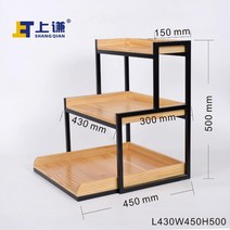 편의점 선반 마트 진열장 매대 매점 진열대 수납장, 소나무 B 내츄럴 컬러 + 블랙 철제 프레임