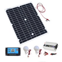 캠핑용 파워뱅크 태양광 발전 전체 시스템 키트 1000W 인버터 18V 20W 태양 전지 패널 10A 12V/24V 충전 컨트롤러 5W LED 조명, [02] 110V System Kit
