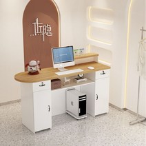 카운터상판 접수 코너 테이블 미용실 카페 안내, 회색 호두  흰색 왼쪽 80x50x105cm