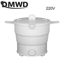 1인용전기냄비 멀티쿠커 라면포트 110V/220V 실리콘 전기 프라이팬 미니 냄비 다기능 파스타 밥솥 접이식, 01 White 220V