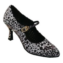 탑드림 4000-1 검정호피무늬원단(경기용) 여성모던사교댄스화, 230, 검정호피