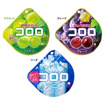 일본 UHA미카쿠도 코로로 젤리 48g 3개 세트, 소다, 머스캣, 그레이프
