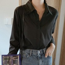 기본 컬러 베이직 셔츠 블랙 여성 검정색 카라셔츠