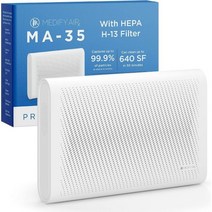 H13 True HEPA 필터가 장착된 Medify Air MA-35 공기청정기 | 500평방피트 적용 범위 항원 산불 연기 먼지 냄새 꽃가루 애완 동물 비듬에 대한 0.1미크론까, White