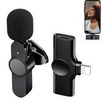 TEFIRE 아이폰 아이패드용 무선 라발리에 마이크 유튜브 TikTok 페이스북 라이브 스트리밍 블로그 비디오 녹화 - 플러그 앤 플레이 자동 동기화 앱 없음 블루투스 필요 없음, 1 Transmitter + 1 Receiver (Up