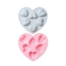 이홈베이킹 크리스탈하트 실리콘몰드 6구 2종 세트, 블루+핑크, 4세트