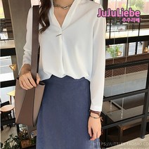 주주리베 로라 블라우스 2칼라(블루 화이트)