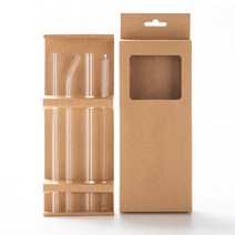 구인하인 내열강화 긴 유리빨대 230mm, 4종(일반1p+곡선1p+스무디1p+세척솔1p)