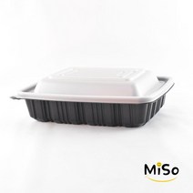 CJ 사각찜배달용기 소 탕용기사각 감자탕용기 감자탕포장용기 찜용기일회용사각 찜일회용용기 찜용기 배달포장용기 100세트, 검정용기+볼뚜껑