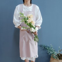 가성비 심플 파스텔 워싱 린넨 앞치마 4컬러 어린이집 유치원 카페, 심플 워싱린넨 앞치마-그레이