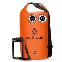 Earth Pak 방수 드라이 백 - 롤 탑 백팩 자루는 카약 해변 래프팅 보트 타기 하이킹 캠핑 및 낚시를 위한 장비를 건조하게 유지합니다. 폰 케이스 포함140711, Orange_55L, Orange