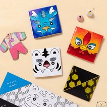 전통 딱지 치기 사방신 키트 종이 접기 만들기 diy 색칠 세트 민속 명절 설 추석 놀이 재료, 사방신딱지+스티커제공