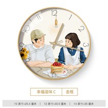 현대 거실 무음 추상 오붓한 가족 시계 소녀 북유럽 벽시계 아트 가-194829, 03.행복의 맛C[골든프레임]