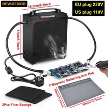 NEWACALOX 30W 솔더 Fume 추출기 2Pcs 도움 손 필터 스폰지 납땜 연기 흡수기 용접목재 굽기, CHINA, 003B Smoking Device + EU