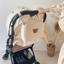 기저귀백팩 스타일 베이비 케어 엄마 어깨 자수 퀼트 유모차 보관 대형 핸드, 작은 곰 b