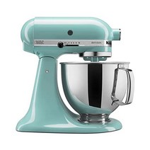 키친에이드 KSM150PSER Artisan Tilt-헤드 스탠드 믹서 Pouring Shield 5-Quart Empire Red, Aqua Sky