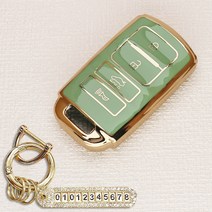 튜모 기아 K3 K5 K7 K8 K9 스포티지 쏘렌토 카니발 EV6 니로 스팅어 모하비 레이 모닝 TPU 골드라인 스마트키케이스 키링, KN-10, 골드오링-올리브그린