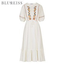블루레이스 블루레이스 플라워자수태슬프릴원피스_BKM1OP3981