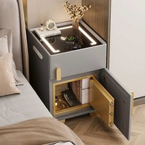 금고 협탁 스마트 무선충전 usb 콘센트 침대 럭셔리, 다크그레이/금고+스마트 기능 40x40x50