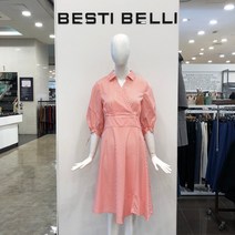 베스띠벨리 여름 신상품 58% 추석명절 원피스 스판소재 핀턱 소매 포인트 허리리본 인디핑크 네이비 카라원피스