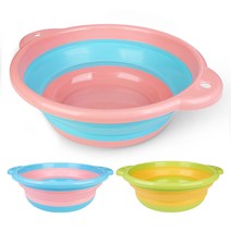 접이식 세수대야 다용도대야 42cm (대형) 세숫대야 접이식대야 바구니 목욕용품 주방대야 설거지통 족욕 바가지, WB-05블루