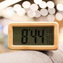 대나무 디지털 탁상시계 원목 우드 인테리어 led 알람 라이트센서 자동광량 온습도시계, 상세페이지 참조