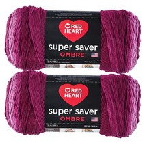 Red He아트 Super Saver 점보 씨 코랄 옴브레 실 - 283g/10온스 2팩 - 아크릴 - 4 미디엄 (소모사) - 482야드 - 뜨개질/크로셰, Anemone
