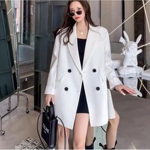 Momolatti 여성용 더블 버튼 클래식 블레이저 오버핏 자켓
