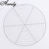 홈메이드 Amoliy-32.4cm 붙지 않는 케이크 냉각 랙 라운드 그리드 쿠키 비스킷 빵 트레이 스테인레스 스틸, 한개옵션0