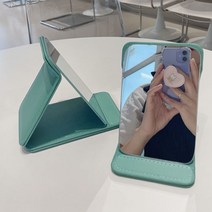 낭만라운지 에르딘 접이식 휴대용 탁상 거울, 그린초소형14*9.5cm