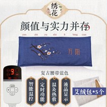 전기 가열 소금 주머니 굵은 소금 찜질팩 뜸 전기 물리치료 가정용, 자수 블루 (5정 약봉지) + free