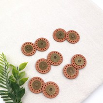 엔조이스티치/ 천연가죽 자석단추 5개 -블랙 브라운 카멜/ 의류 니트 가방 파우치 자석단추, 브라운5개