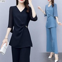 TANC 여름 여성 정장세트/반팔티/바지/브라우스/빅사이즈