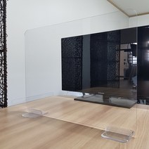 안깨지는 아크릴가림막 방탄 투명 폴리카보네이트 3T 칸막이 아크릴판 가림판 일자형 PC, 가로800세로450(받침대2개포함)