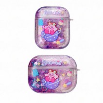 Kawaii Kuromi 만화 Sanrio 퀵 샌드 스팽글 시리즈 에어팟 케이스 Stars Kirby 애니메이션 블루투스 이어폰 소녀 선물, AirPods 3, 01 1