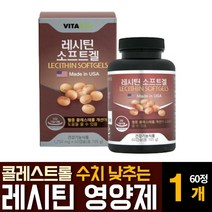 대두레시틴 인지질 포스파티딜콜린 HDL LDL 혈중 콜레스트롤 낮추는 영양개선 보충제 효능 추천, 60정  /  1개