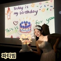 생일빔프로젝터 칩 1개 포함 HBD 생일이벤트 홈 파티 용품 2가지 색상, 본품+33블루핑크, 미니빔프로젝터 민트
