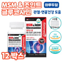 MSM 엠에스엠 조인트 글루코사민 캡슐 무릎 관절 연골 건강 도움 초록 홍합 상어 연골 홈쇼핑 영양제 성분 프리미엄 가격 플러스 맥스 효능 비교 40대 직장인 손목 등산 헬스, 12박스, 1800mg x 60정 (1개월분)