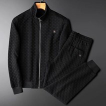 남성옷세트 블랙 남자 정장 봄과 가을 새로운 빛 럭셔리 패션 남자 지퍼 자 켓 탑 캐주얼 streetwear 남자 바지 격자 무늬 양복