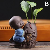 세라믹 차 애완동물 장식품 부처님 계몽 미니 스님 인형 고운 모래 스몰 가구 트레이, B